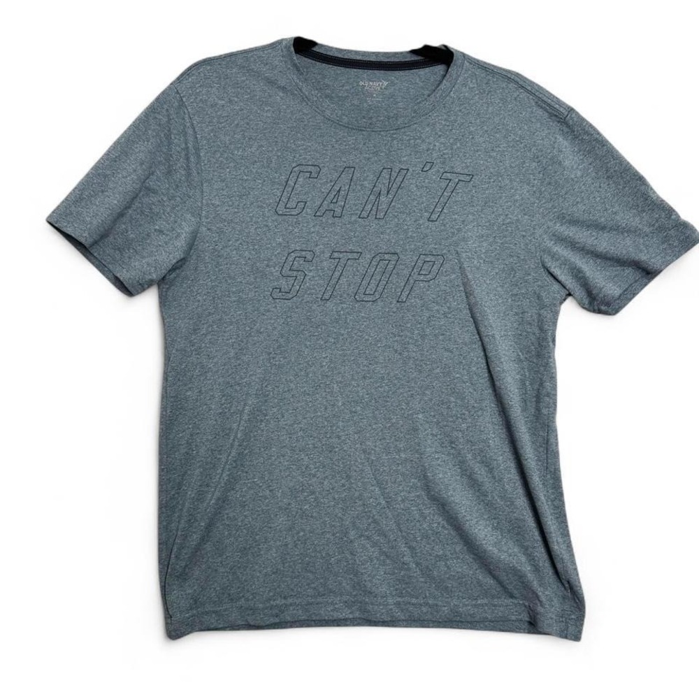Old Navy Active Graphic Tee Sz M Can't Stop Won't Stop Athleisure Gym Streetwear